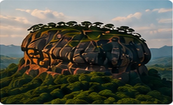 Sigiriya rock fortress above green forest